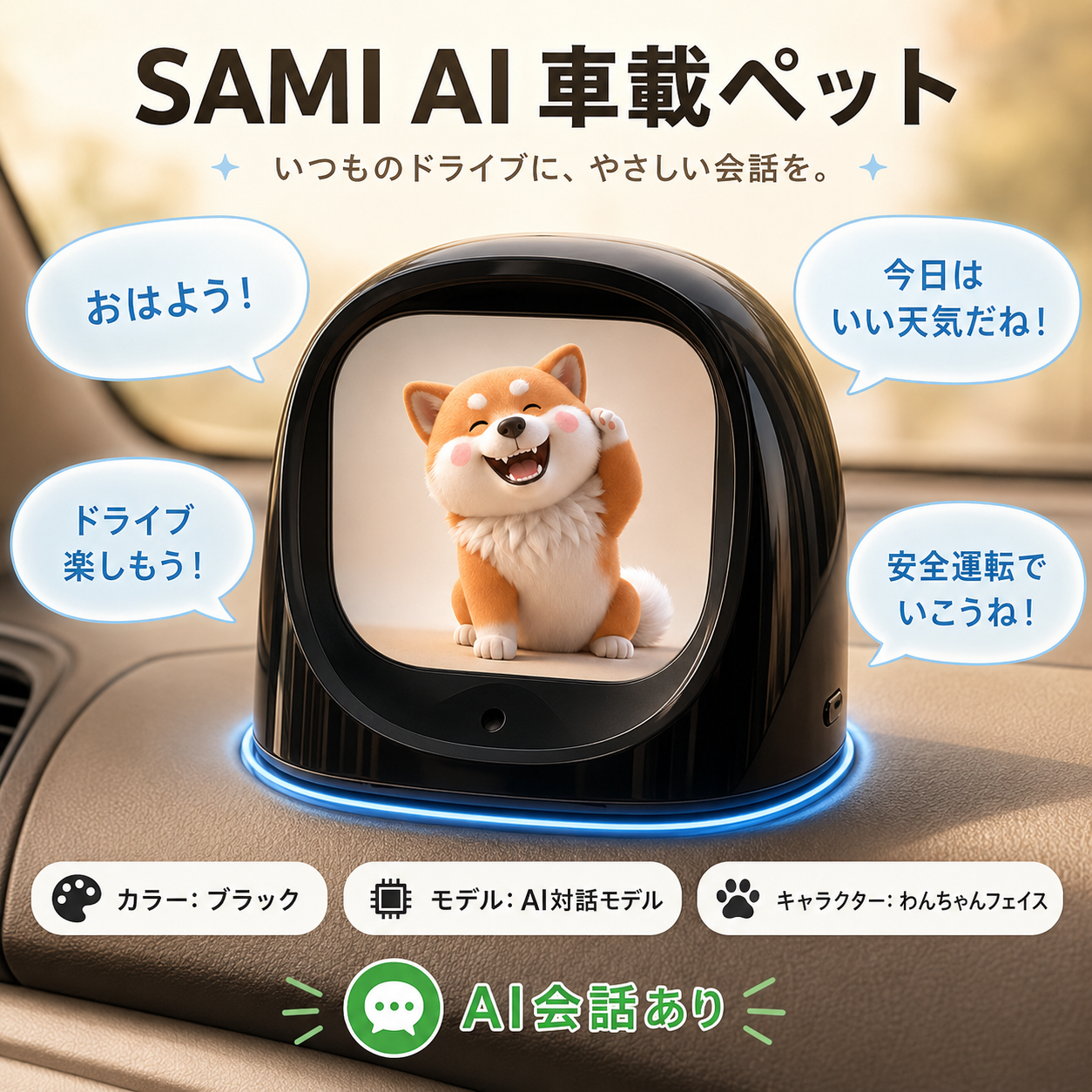 AI車載ペット｜会話・表情アニメ｜スマートドライブ