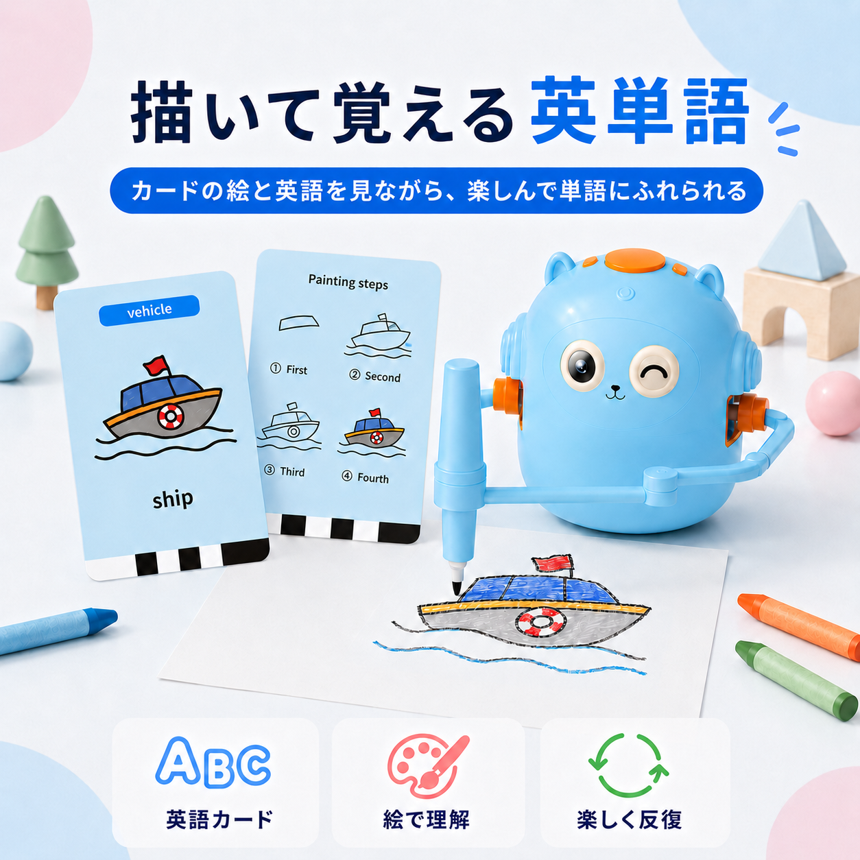 英語を学びながら絵を描ける、子どものためのお絵かきロボット